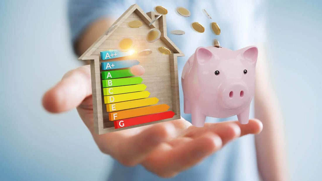 Homeowner installing loft insulation to reduce heating costs and improve energy efficiency